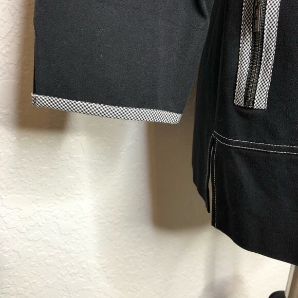 Ming Wang black white plaid trim hook front blazer jacket size Small - Picture 4 of 15